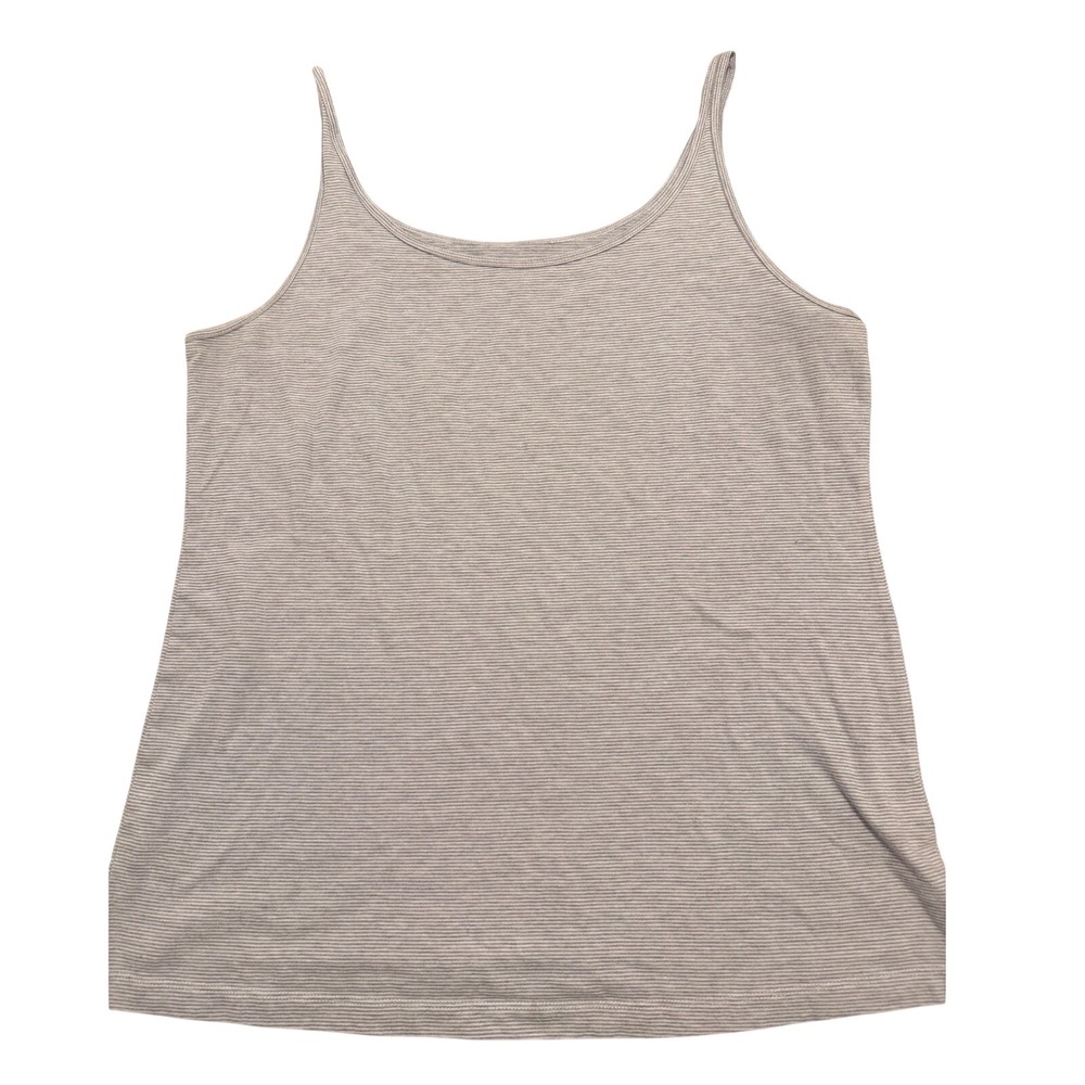 NEW Eileen Fisher Womens Grey White Striped Scoop Neck Cami Tank Top Size Medium